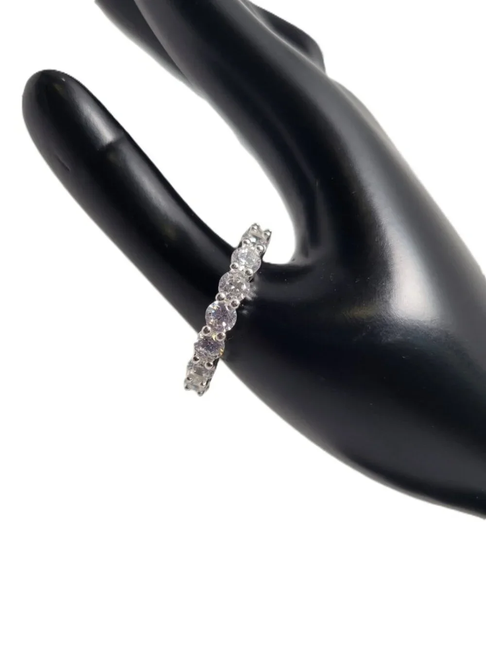 Diamonique Silver Tone Ring Eternity Band Size 9.25